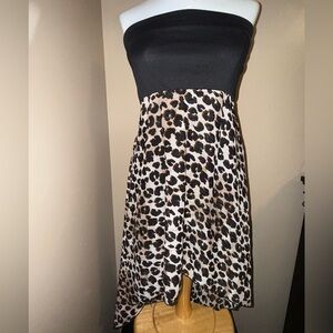 Leopard Print Women's Strapless Dress